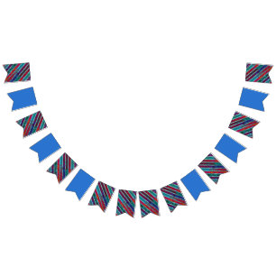 Pinstripe Contemporary Wine Blue / Blue Design Bunting Flags