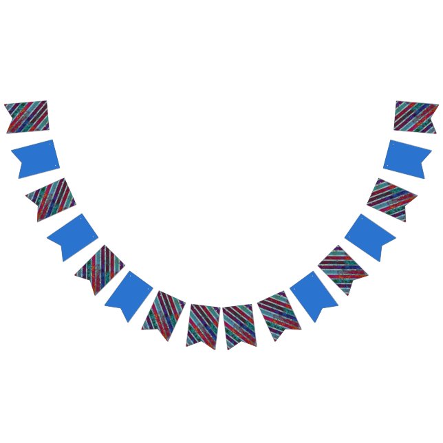 Pinstripe Contemporary Wine Blue / Blue Design Bunting Flags (All)