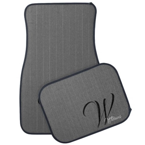 Pinstripe Gray Monogram Car Floor Mat