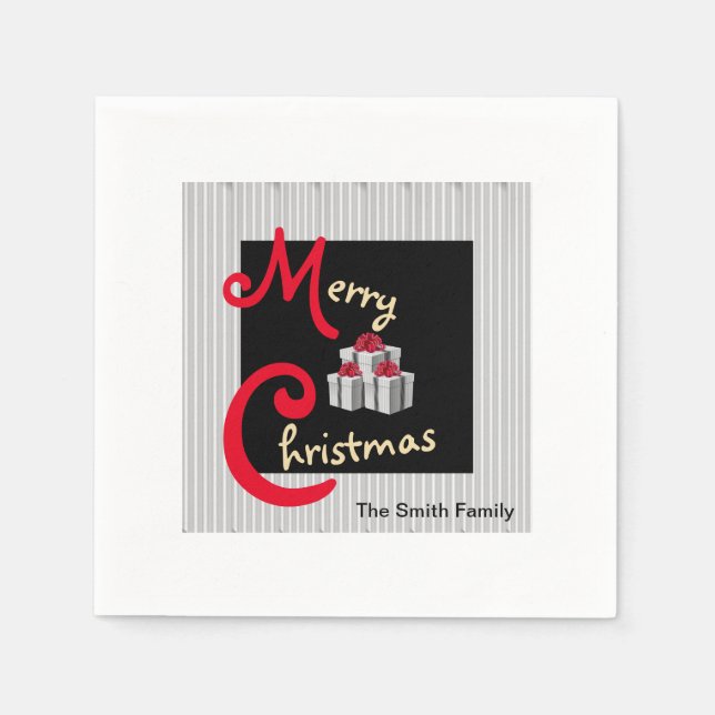 PinStripe Holiday Napkins (Front)