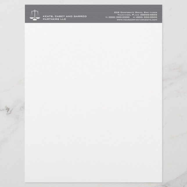 Pinstripe Law Scales Attorney Letterhead (Front)