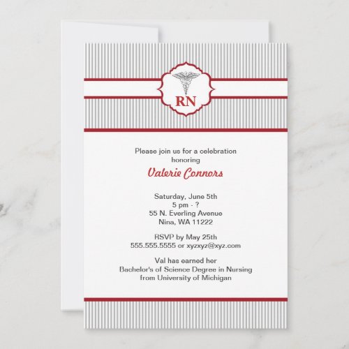 Pinstripe Nurse Graduation Celebration Invites