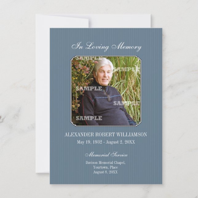 Pinstripe Photo Memorial Invitation (Front)