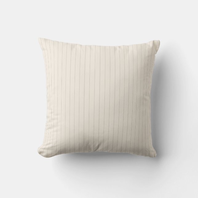 Pinstripe Pillow - Muted Olive Green on Beige (Front)