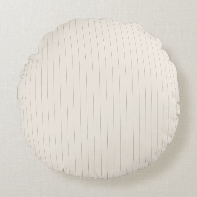 Pinstripe Pillow Round- Muted Olive Green on Beige (Front)