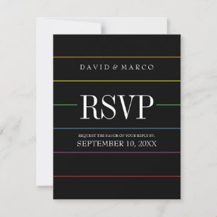 Pinstripe Pride Colors RSVP Gay Wedding