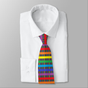 Pinstripe Rainbow and Rainbow Stripes Black Neck Tie