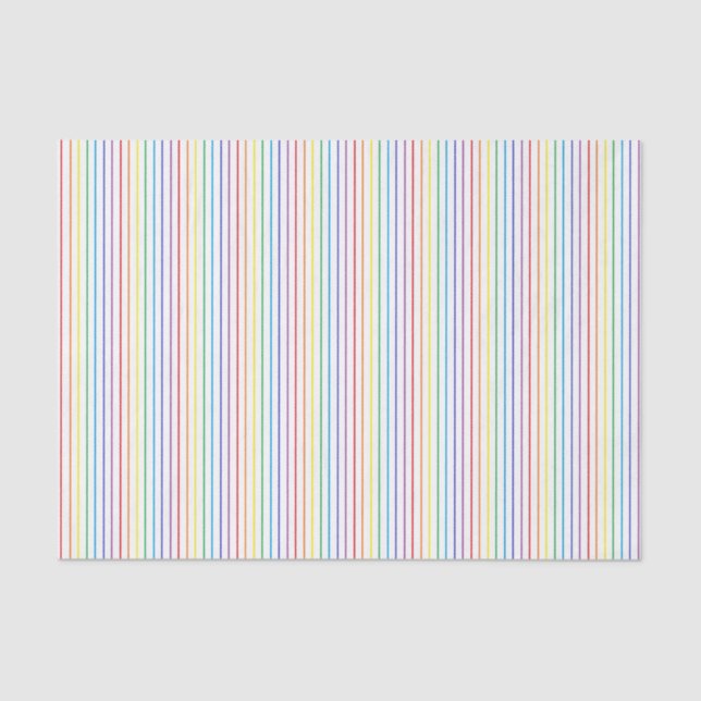 Pinstripe Rainbow White Tissue Paper (Front)