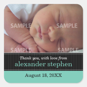 Pinstripe Ribbon Baby Message Sticker
