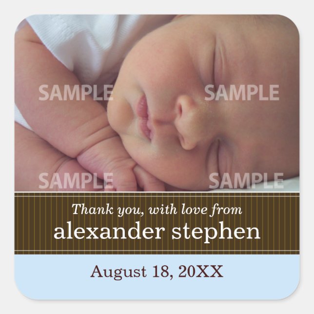 Pinstripe Ribbon Baby Message Sticker (Front)