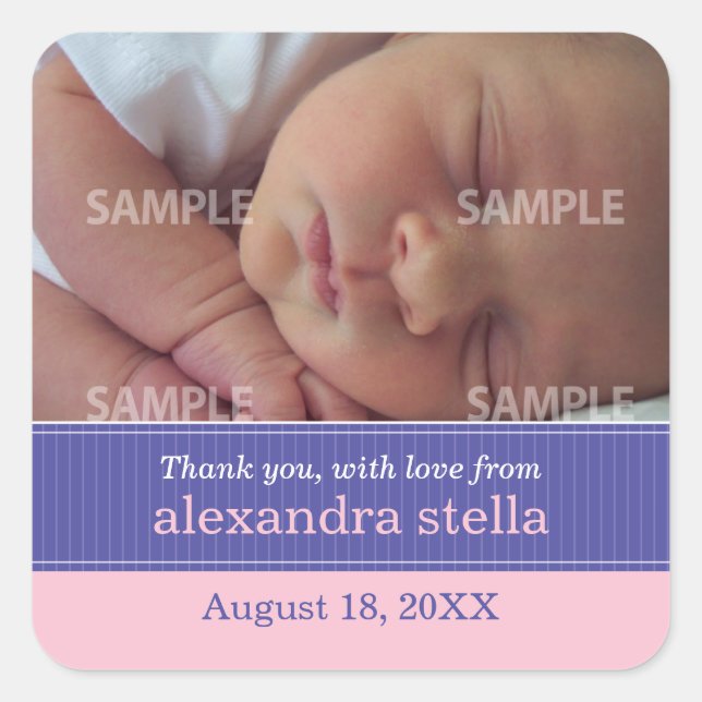 Pinstripe Ribbon Baby Message Sticker (Front)