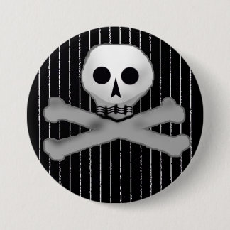 pinstripe skully pinback button