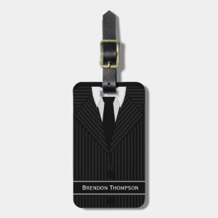 Pinstripe Suit and Tie Men's Name Tag Luggage Tag