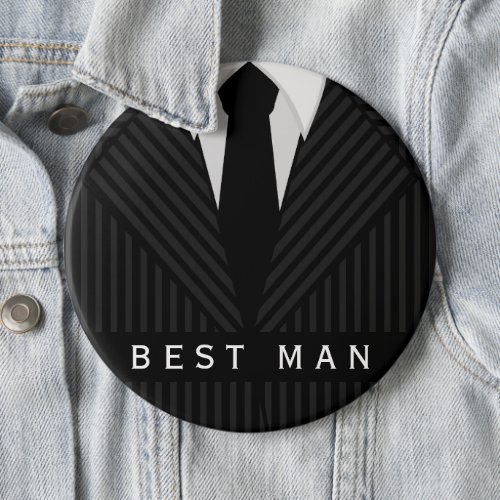 Pinstripe Suit Bachelor Party Best Man Round Pin
