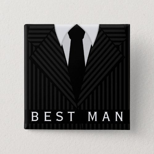 Pinstripe Suit Bachelor Party Best Man Square Pin