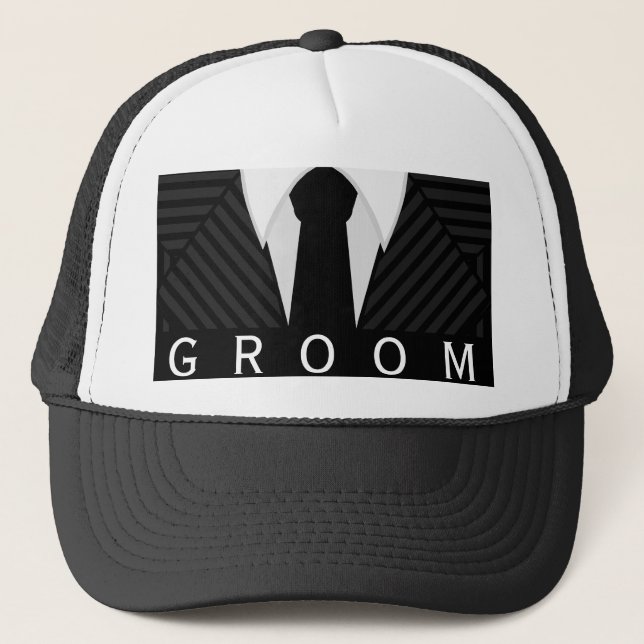 Pinstripe Suit Bachelor Party Groom Hat or Cap (Front)