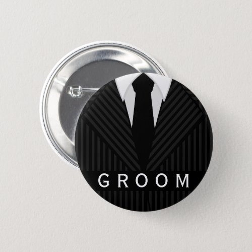 Pinstripe Suit Bachelor Party Groom Round Badges Pinback Button