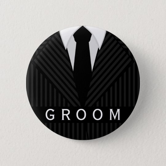 Pinstripe Suit Bachelor Party Groom Round Badges Pinback Button ...