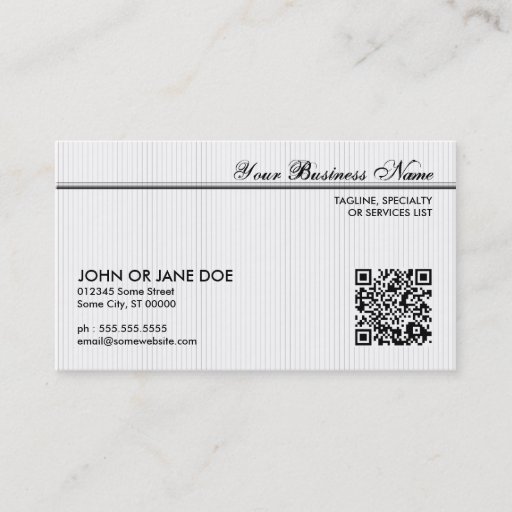 Customizable pinstriped QR code Business Cards