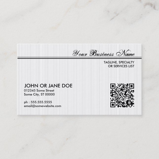 pinstriped QR code Business Card (Front)