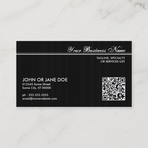 pinstriped QR code Business Card Templates