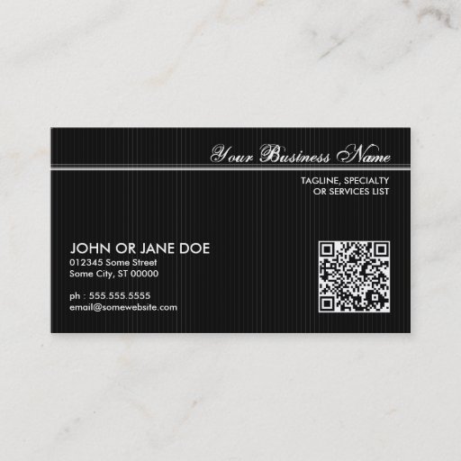 Customizable pinstriped QR code Business Card Templates