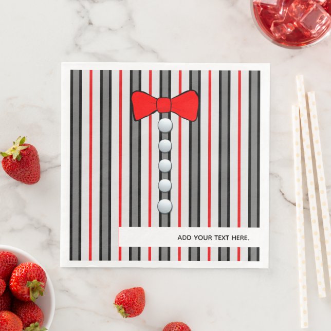 Pinstripes And A Red Bow Tie Paper Dinner Napkins (Insitu)
