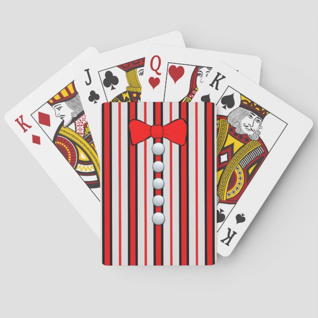 Pinstripes And A Red Bow Tie Poker Cards (Back)