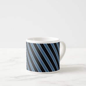 Pinstripes blue black white diagonal stripes espresso cup