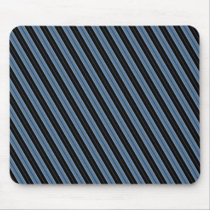 Pinstripes blue black white diagonal stripes mouse pad