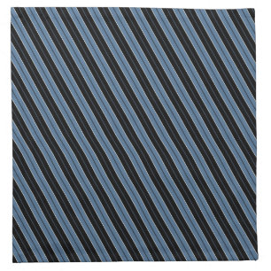 Pinstripes blue black white diagonal stripes napkin