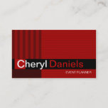Pinstripes Monogram Initials Event Planner Red Business Card at Zazzle