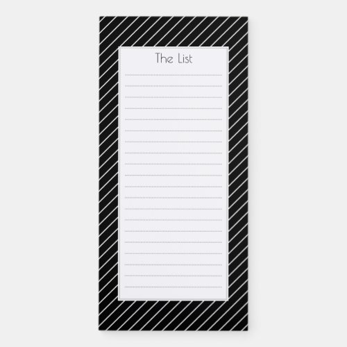 Pinstripes on Black Magnetic Notepad