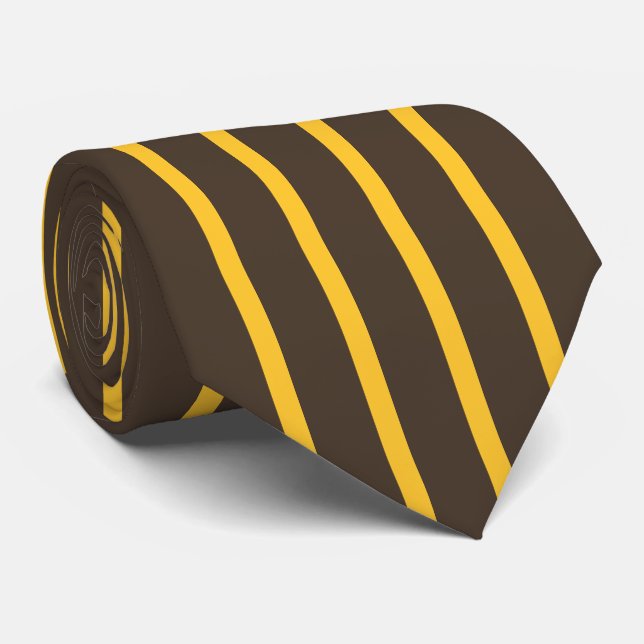 Pinstripes San Diego Brown Yellow Wide Stripes Neck Tie (Rolled)