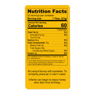 Pint Honey Jar Nutrition Facts Gold Label