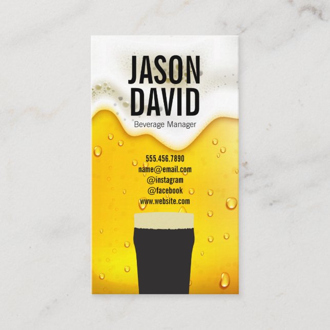 Pint of Beer | Beer Glass Business Card (Front)
