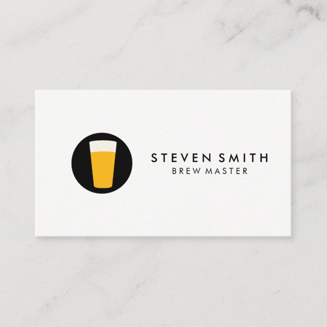 Pint of Beer Logo Black White Business Card (Front)