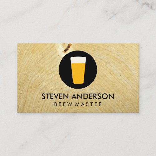 Pint of Beer Logo  Wood Grain Business Card