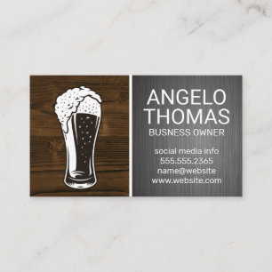 Pint of Beer Wood and Metal Business Card