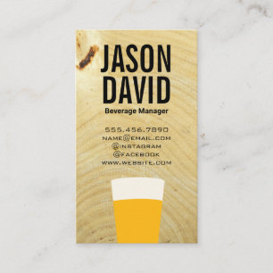 Pint of Beer Wood Grain Business Card