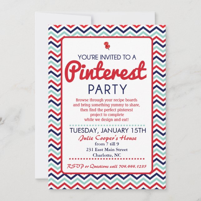Pinterest Party Invitation (Front)