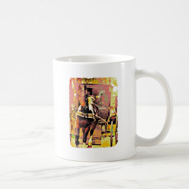Pinto Amish Horse 8-Bit Art Coffee Mug (Right)