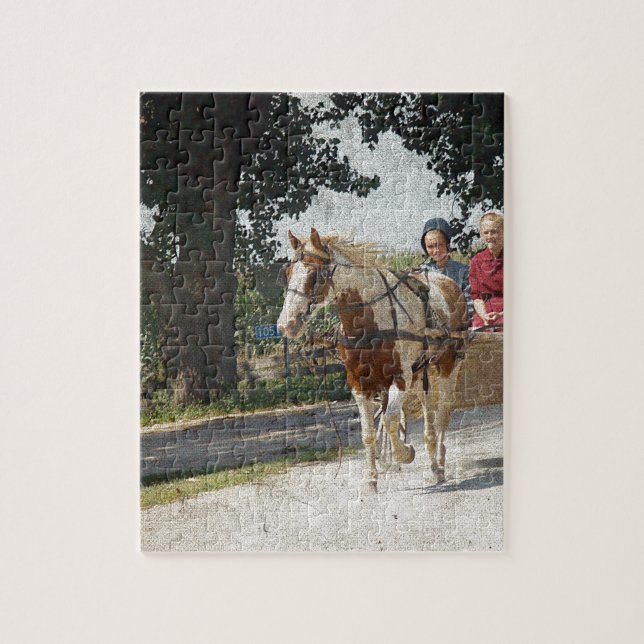 Pinto and children in buggy jigsaw puzzle (Vertical)