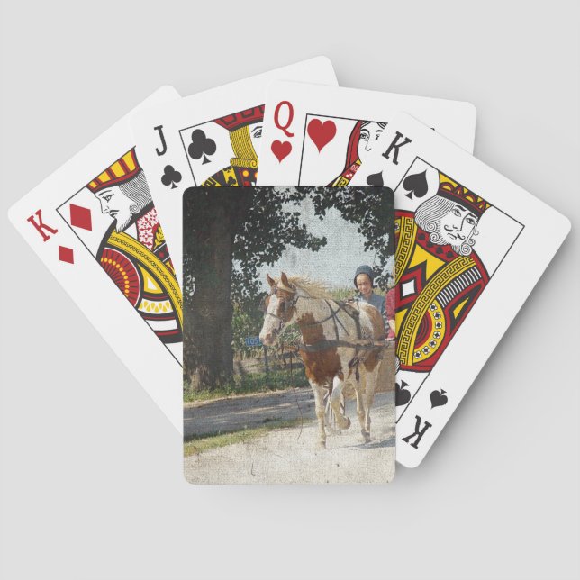 Pinto and children in buggy poker cards (Back)
