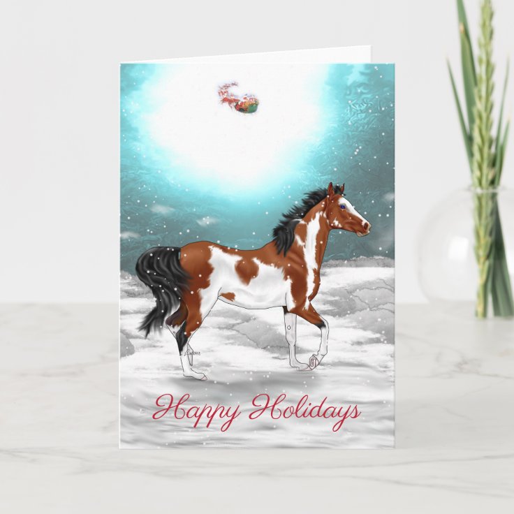 Pinto Arabian Horse Christmas Holiday Card Zazzle