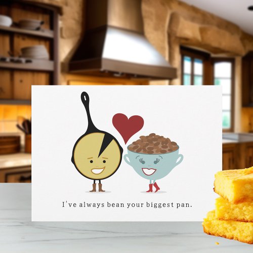 Pinto Beans  Cornbread Love Valentines Day Pun Holiday Card