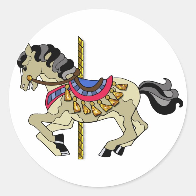 Pinto Carousel Horse Classic Round Sticker (Front)