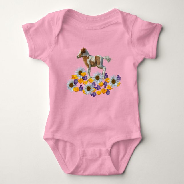 Pinto Colt Running Left Baby Bodysuit (Front)
