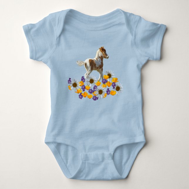 Pinto Colt Running Right Baby Bodysuit (Front)