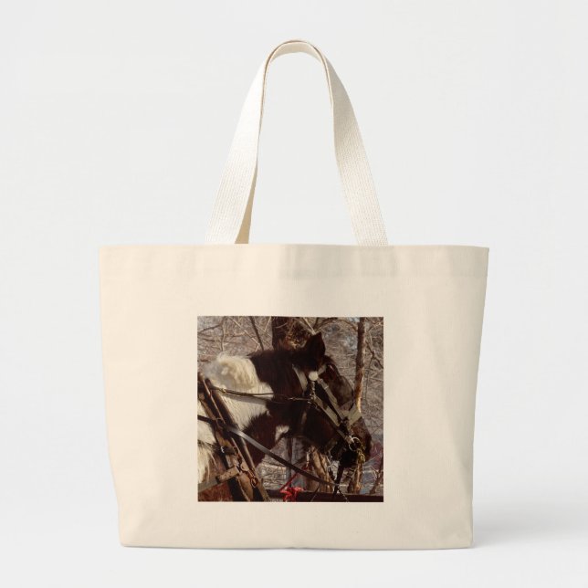 Pinto Draft Horse Large Tote Bag (Front)